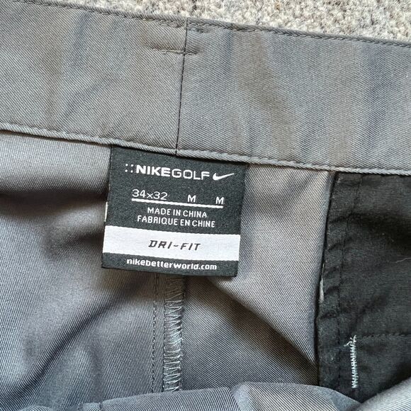 Nike Golf Dri-Fit Mens Pants Standard Fit Gray Flat Front Polyester Blend 34x31 - Picture 3 of 7